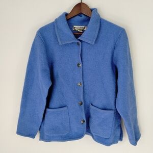 Appleseed's 100% Blue Boiled Wool Button Up Jacket Size Medium